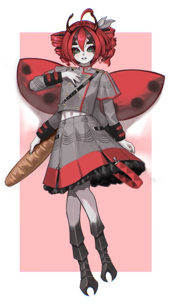 vtuber beribug in kasane teto cosplay holding a large baguette