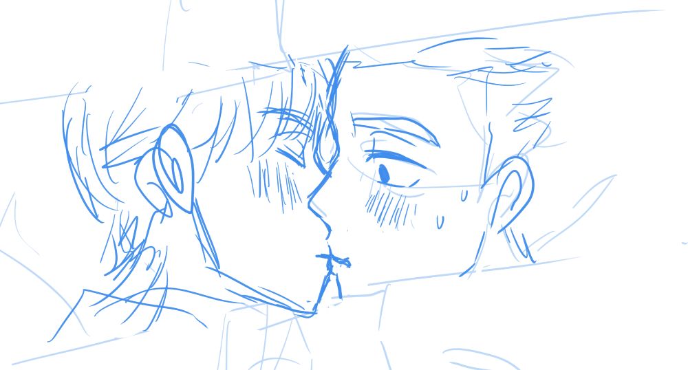 キスをする村来の下絵