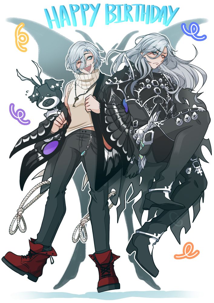 My Vtuber kamioshi, Féileacán Cú. Cuu sensei is the one holding a Pupal in one hand and Felly's arm in the other.