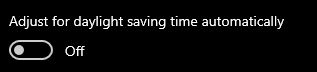 "Adjust for daylight savings time automatically" setting switched to off