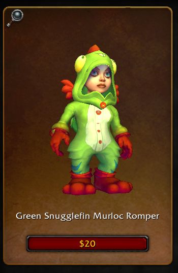 picture of kara's gnome character in world of warcraft in the Green Snugglefin Murloc Romper item