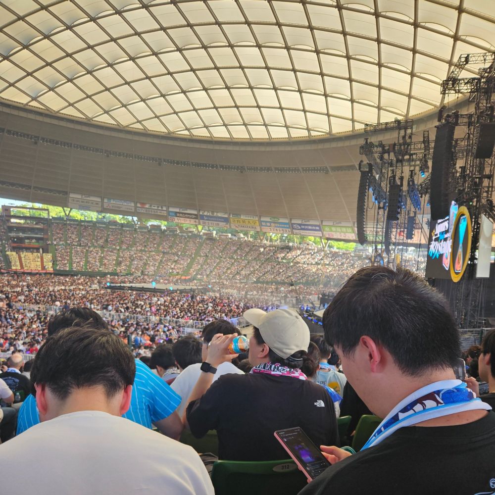photo from the stands of the Belluna (Metlife) Dome in Saitama before Aqours Finale Live, June 2025.