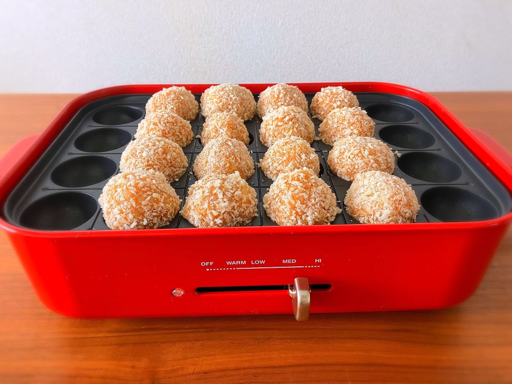 バッター液は使わずにお米の粘度だけでパン粉を纏わせたので少しだけヘルシーかも？？