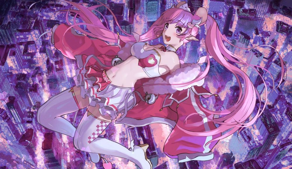 vshojo vtuber ironmouse in her racer outfit. Anime style illustration. 