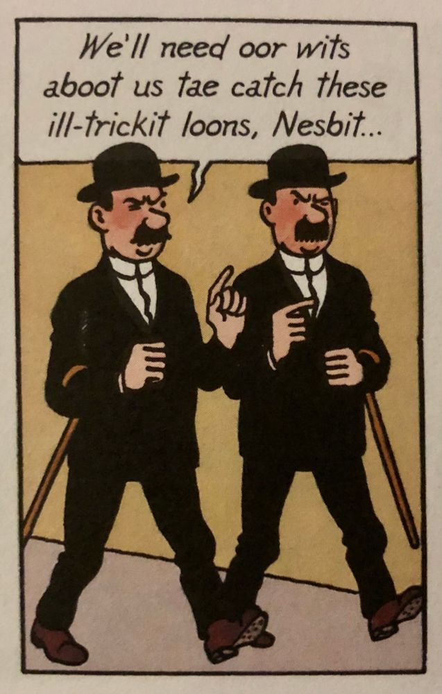 Thomson and Thompson from the Tintin comics. Originally Dupond and DuPont, their names are translated as Nisbet and Nesbit in Scots.