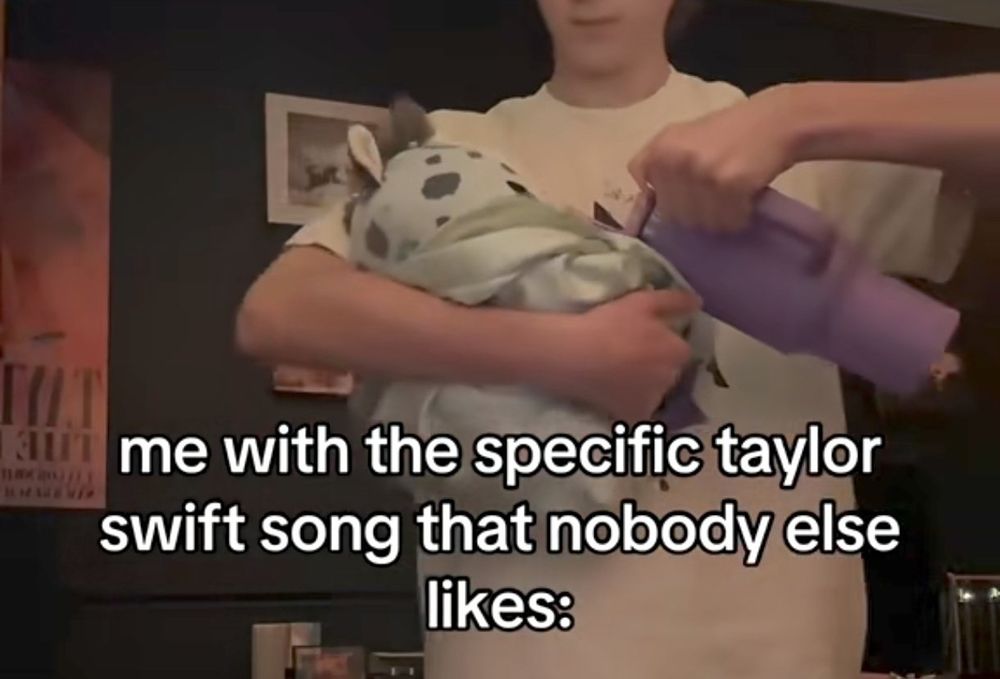 screenshot with text that reads “me with the specific taylor swift song that nobody else likes”