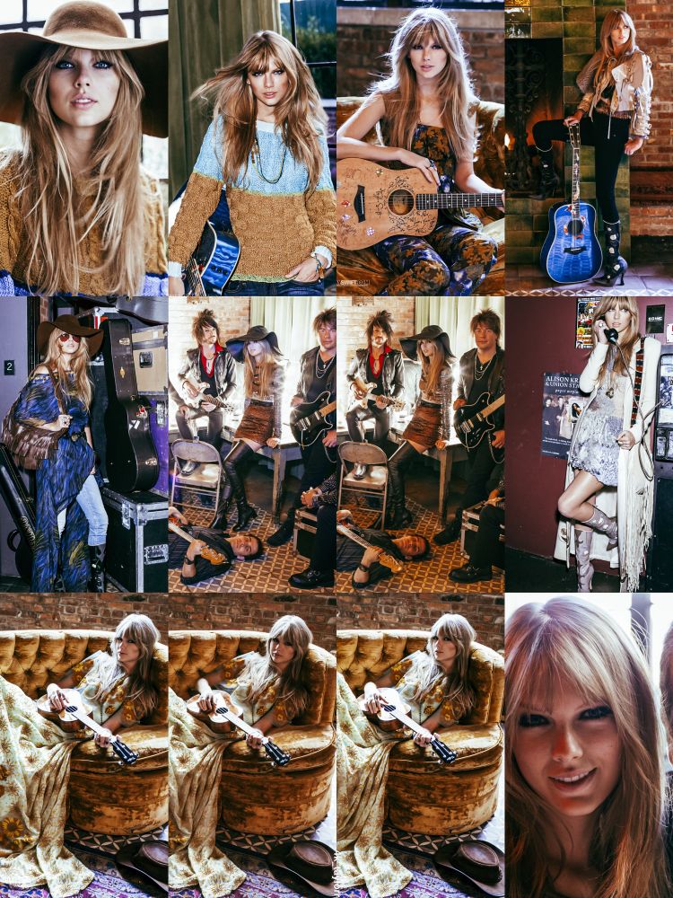 collage of images of taylor swift from her 2012 vogue photoshoot 