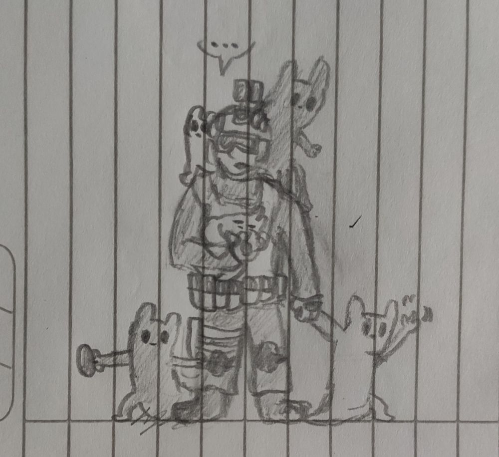 Nameless Shadow Company Soldier taking care of a bunch of Slugpups.