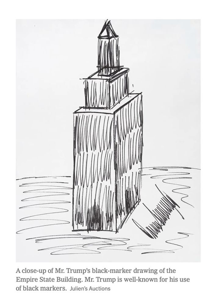 Trump's alleged drawing (in marker) of the Empire State Building.