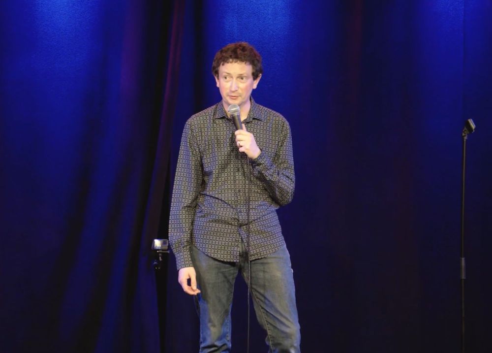 Matt Green onstage at the Leicester Square Theatre in his show Legitimate Concerns