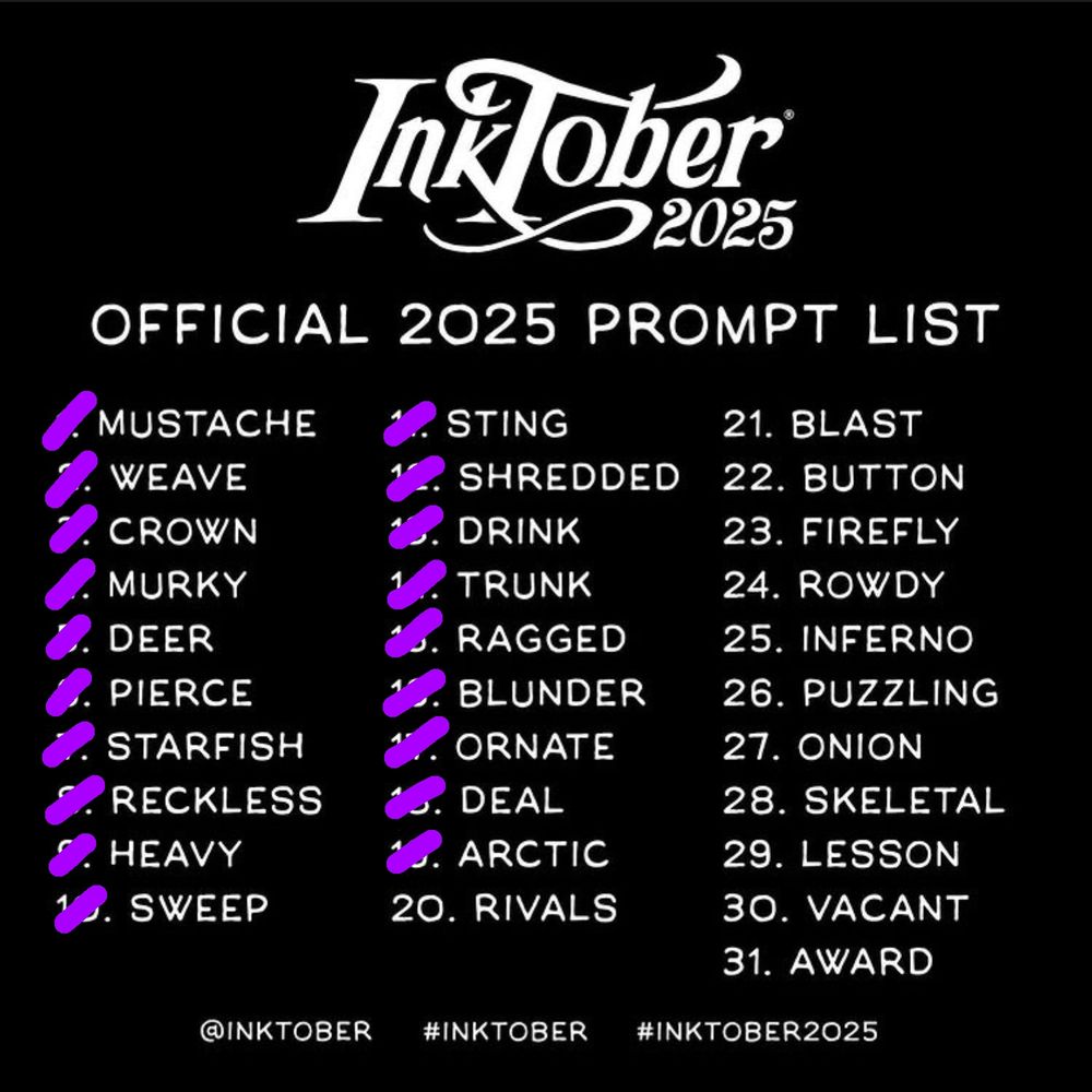 Inktober prompt list