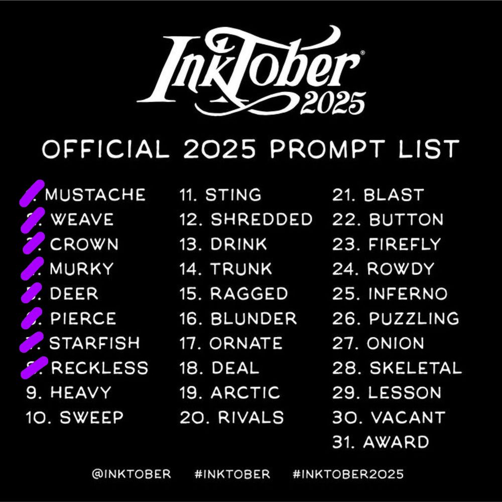 Inktober prompt list