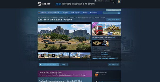 screenshot from the Steam page of the Greece dlc in Euro Truck Simulator 2