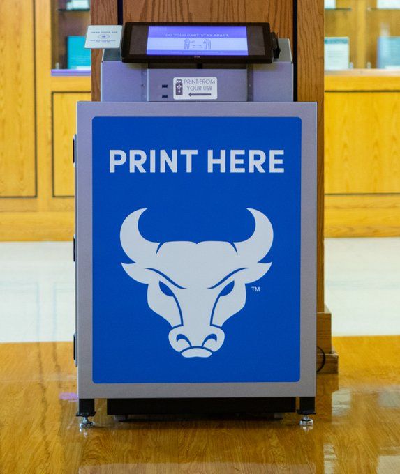 A photo of a UB Print Anywhere printer kiosk. 