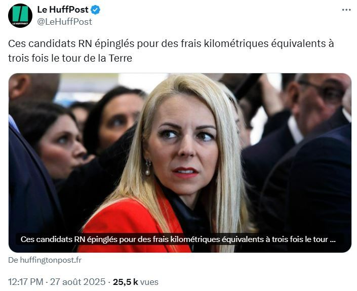 Capture d'écran d'un Post X du HuffPost avec ce texte : 
