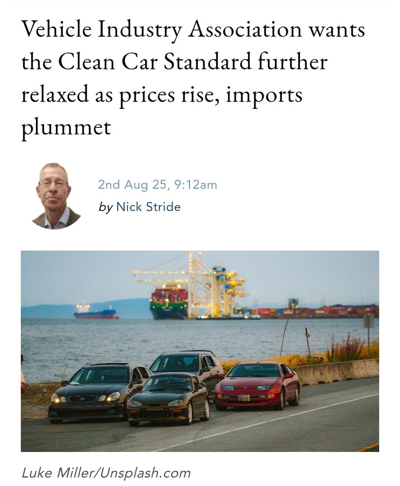 Headline: Vehicle Industry Association wants the Clean Car Standard further relaxed as prices rise, imports plummet