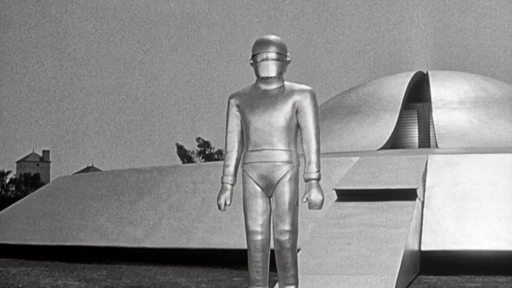 Gort is an 8 foot high world destroying robot from the film "The Day The World Stood Still"
