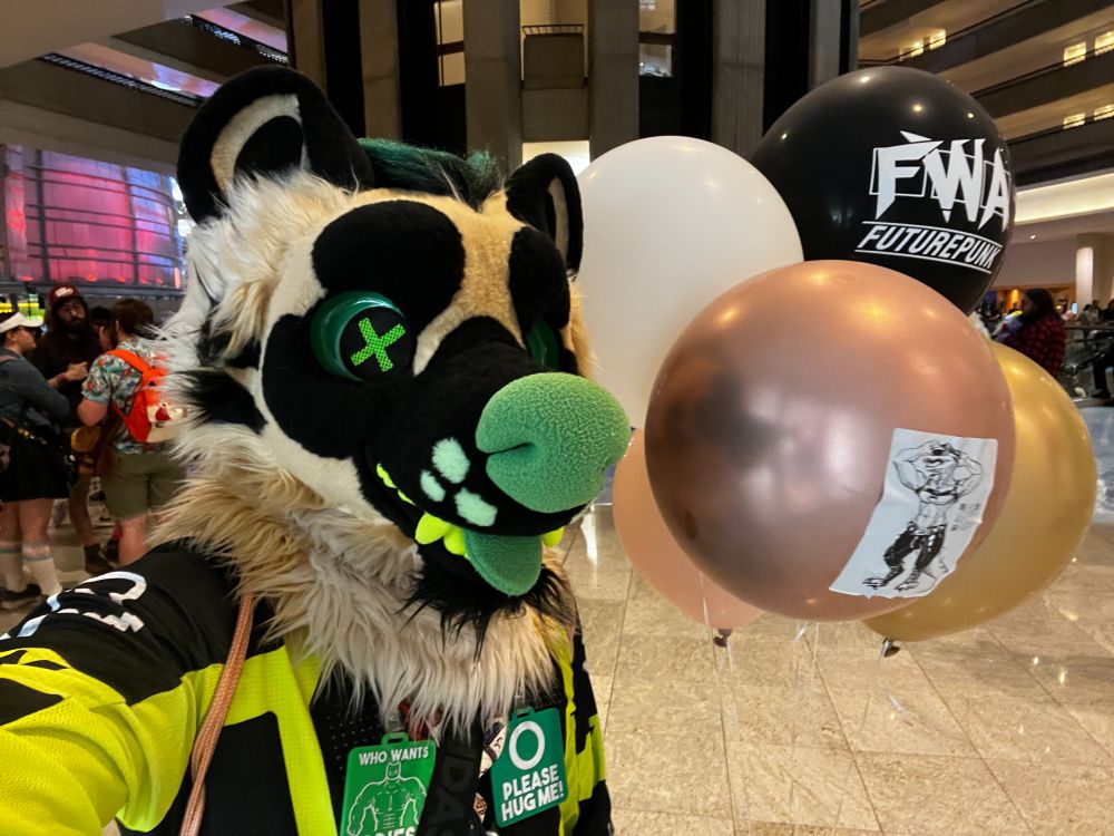 Hyena with balloons