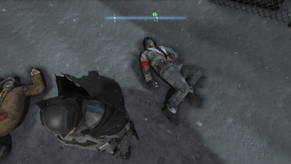 Screenshot from Batman: Arkham Origins

Batman standing over a pair of homeless anarchists he just beat unconscious. One anarchist is wearing a brown coat and the other is wearing a red armband