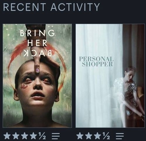 Personal Shopper - 3.5 stars
Bring Her Back - 4.5 stars