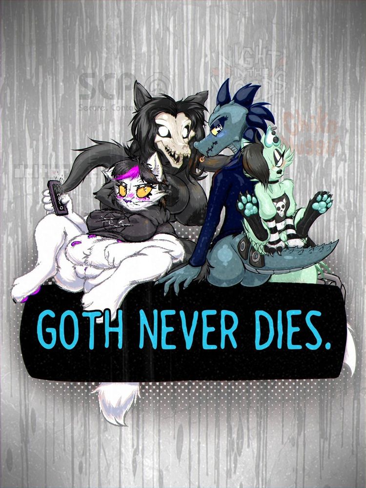 Catti, MalO, Bea, and Slushi representing different types of goth.