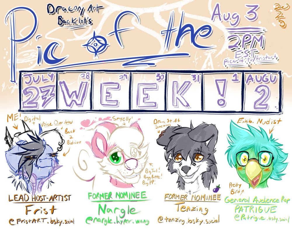A banner for an art review stream this weekend featuring the headshots of the panelists.
