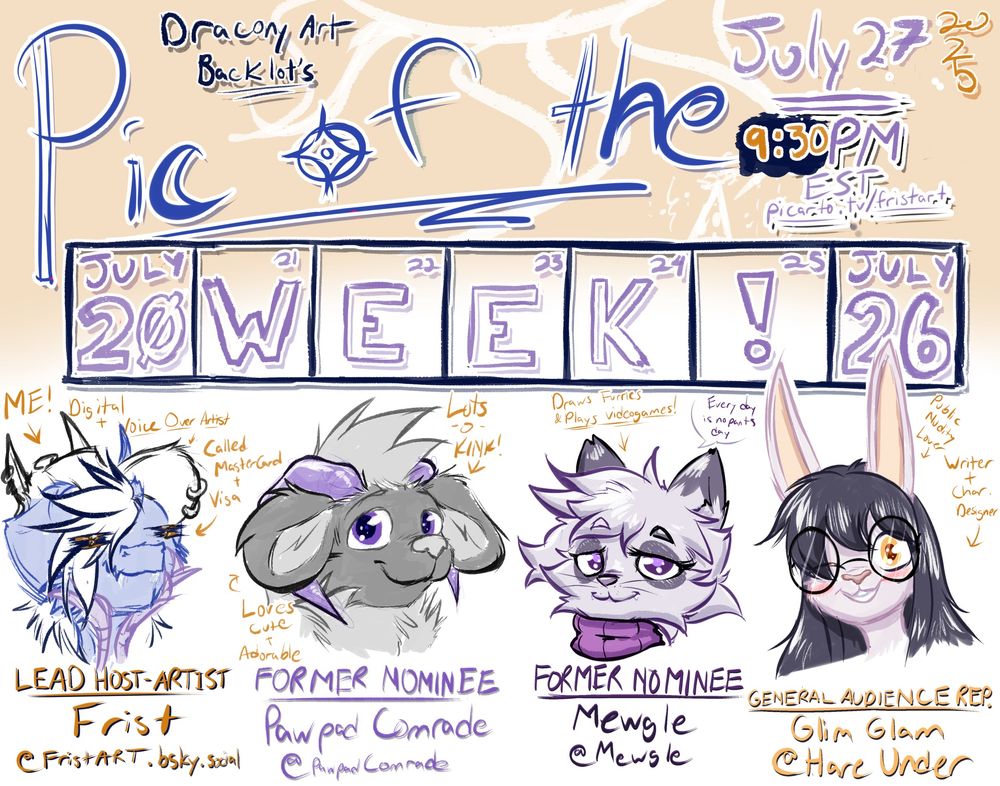 A banner for an art review stream this weekend featuring the headshots of the panelists.
