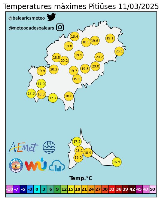 Mapa de Maximas Temperatura en Pitiuses
