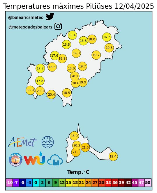 Mapa de Maximas Temperatura en Pitiuses