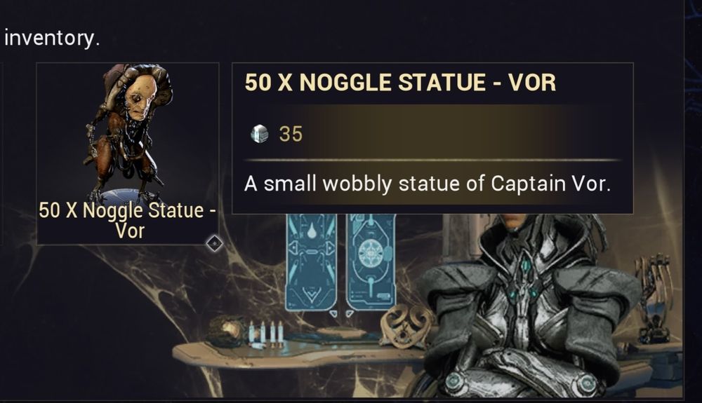 A twitch drop containing FIFTY Vor noggle statues
