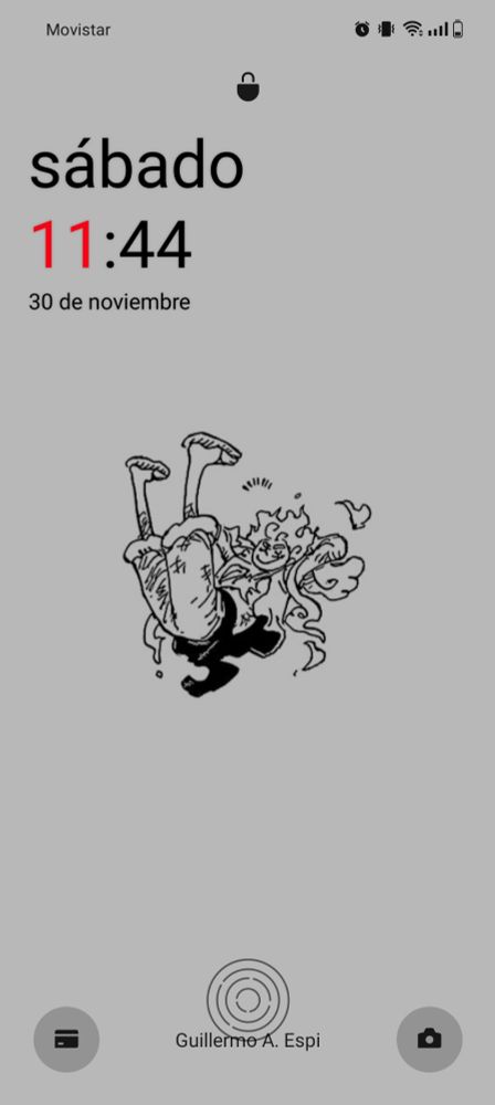 Pantalla de bloque de teléfono móvil con Luffy de One Piece