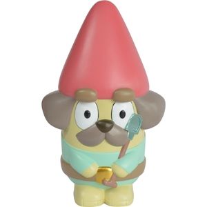 A garden gnome but it's a dog holding a shovel from Bluey, named hecuba