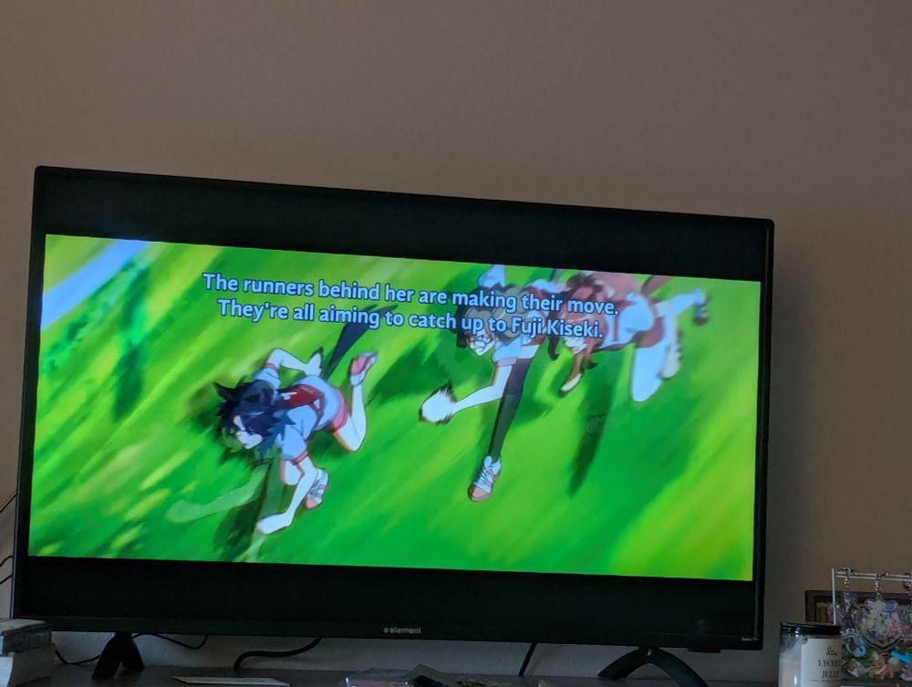 Photo of movie on a widescreen TV with black bars above and below