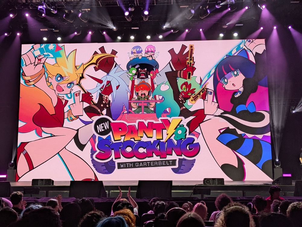 Key art for new Panty and Stocking on screen on stage