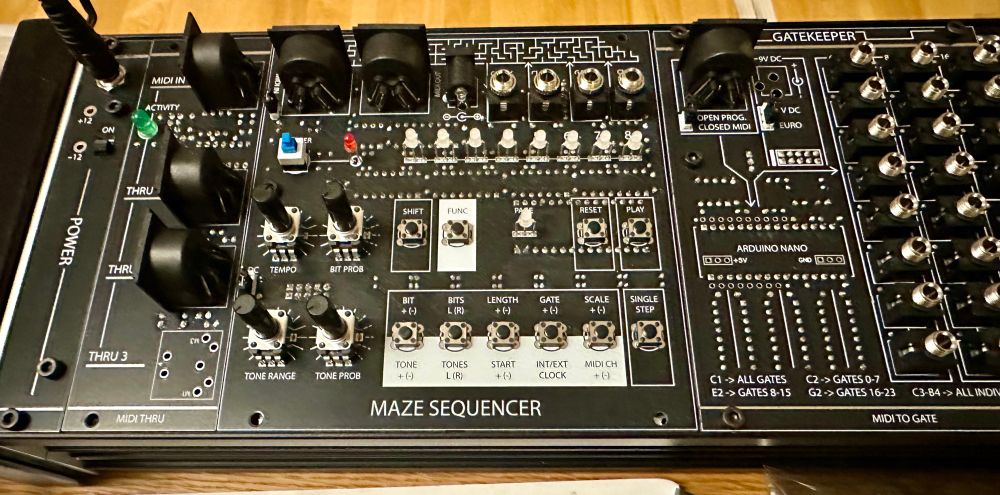 A black Eurorack module