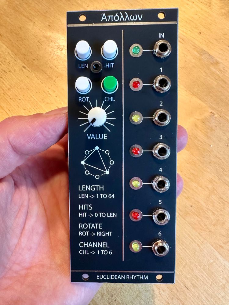 A Eurorack module with black front panel 