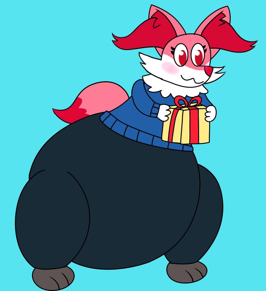 Alex, a pear-shaped braixen with a larger lower half.