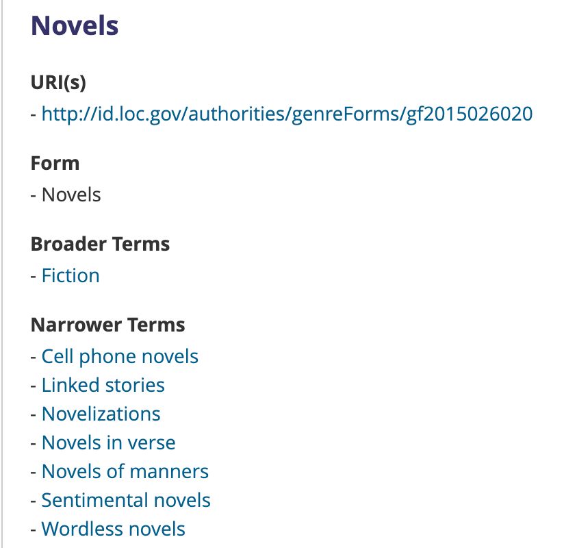 "Novels" in LCGFT