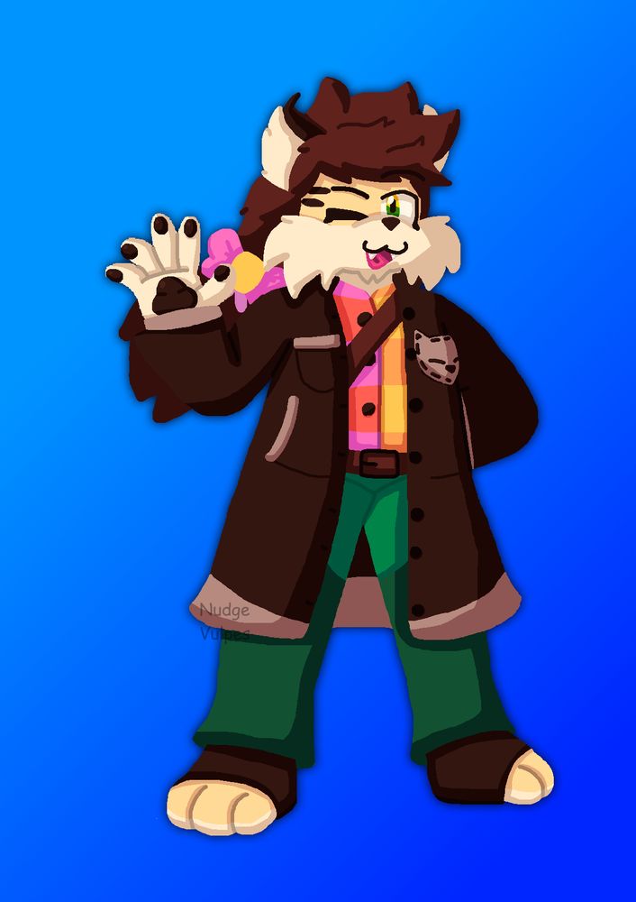 A digital drawing of an anthropomorphic bobcat called Cooper
