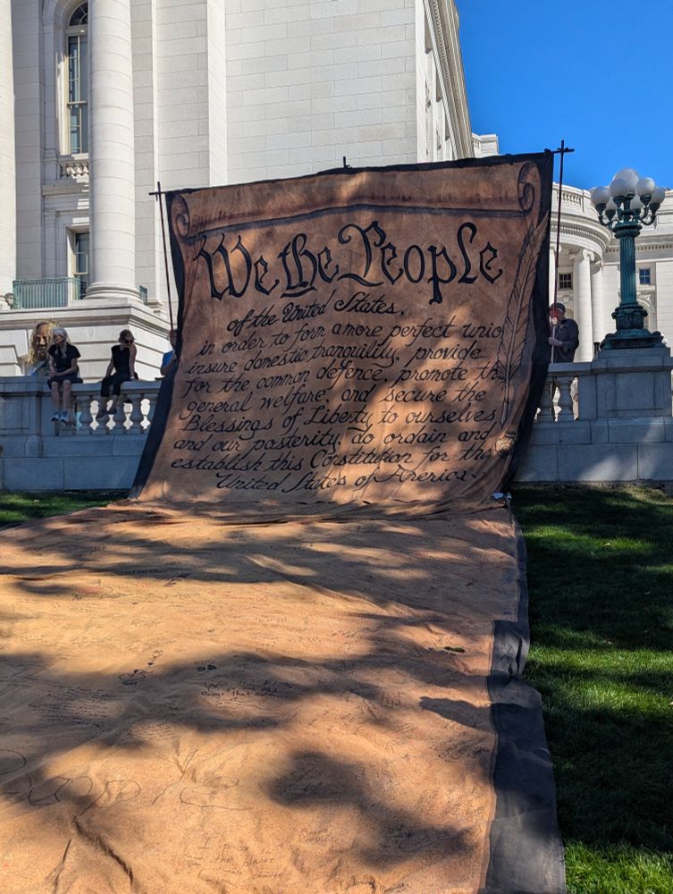 40 ft Preamble to the Constitution at the Wisconsin State Capitol for the WI Climate March 