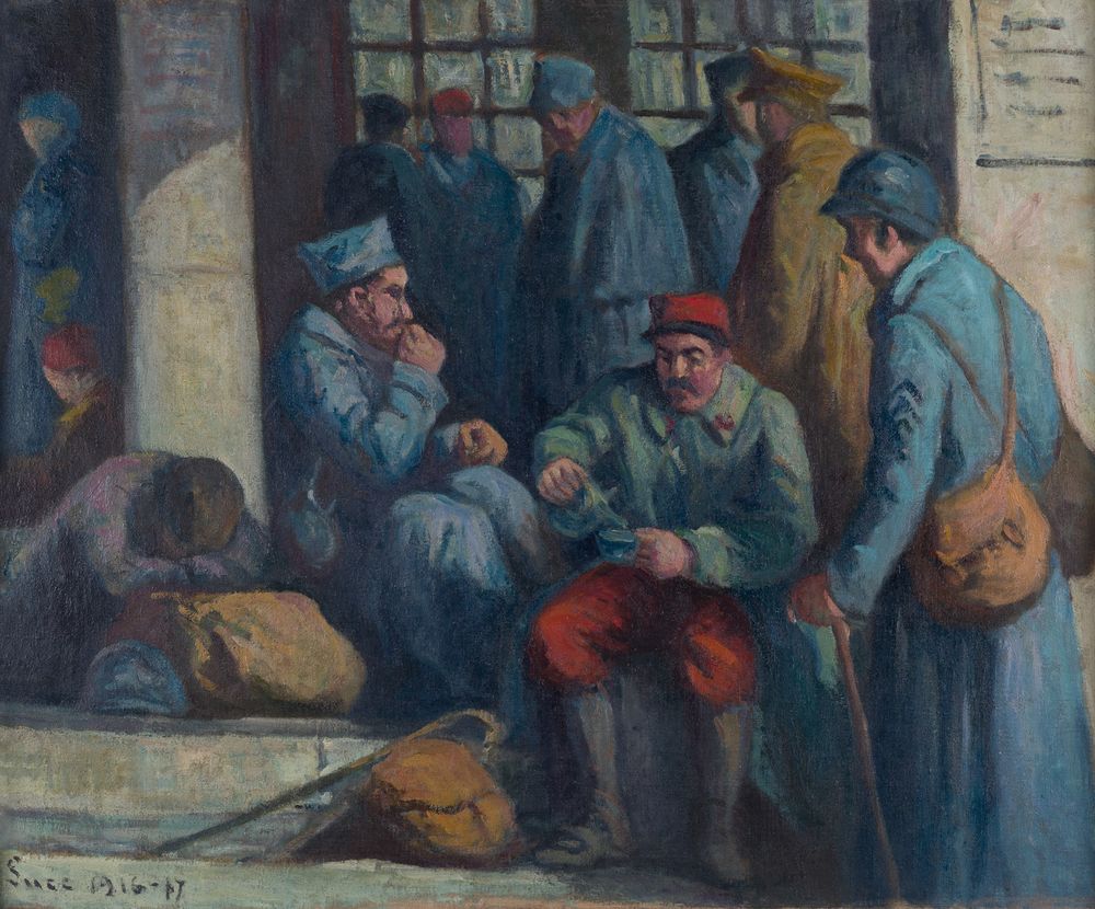 Maximilien Luce
"Soldats de la Première Guerre mondiale", vers 1916-1917
Don de Dominique Ledebt, 2011
©️ Giverny, musée des impressionnismes / Photo : Jean-Charles Louiset