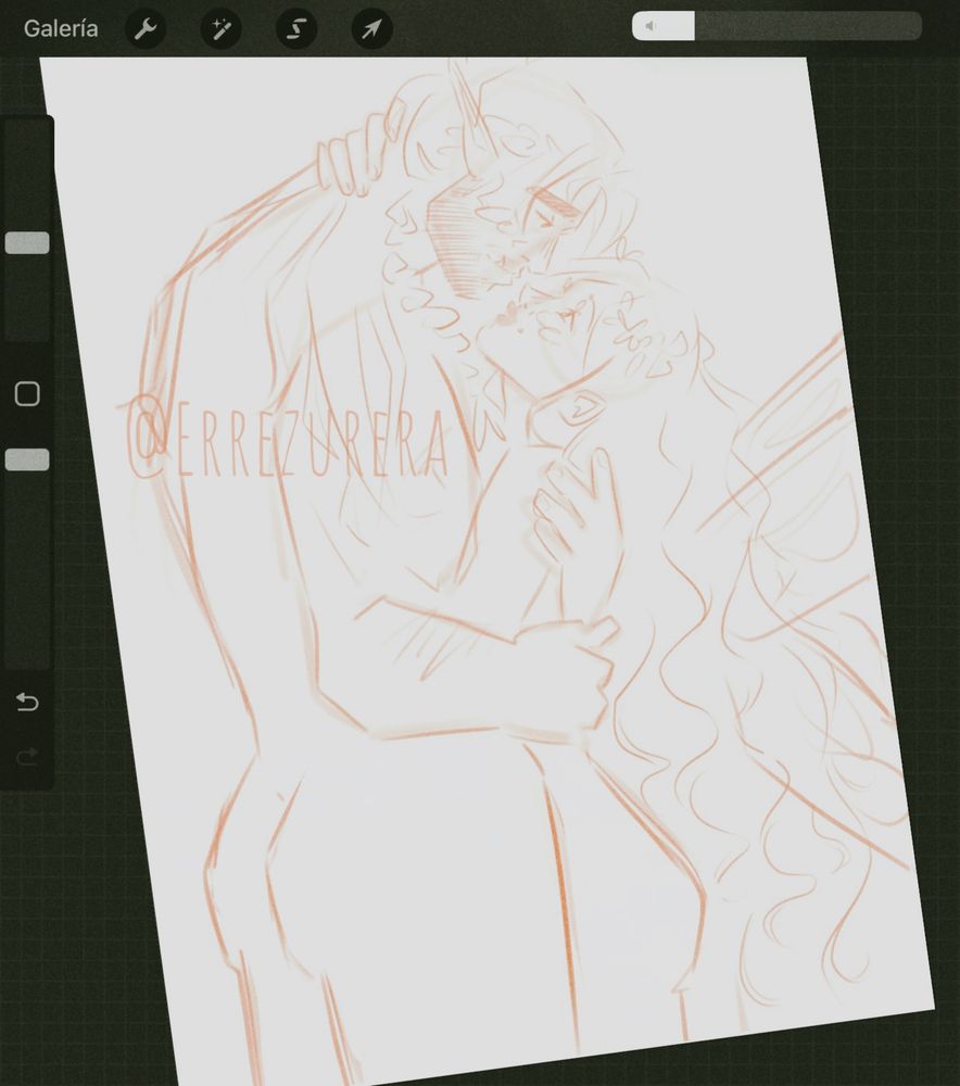 Rough sketch of an orc and a (possible) fairy holding each other naked.