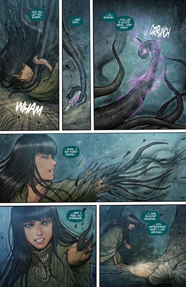 Marjorie Liu & Sana Takeda, Monstress (2015- ), Maika with Zinn emerging
