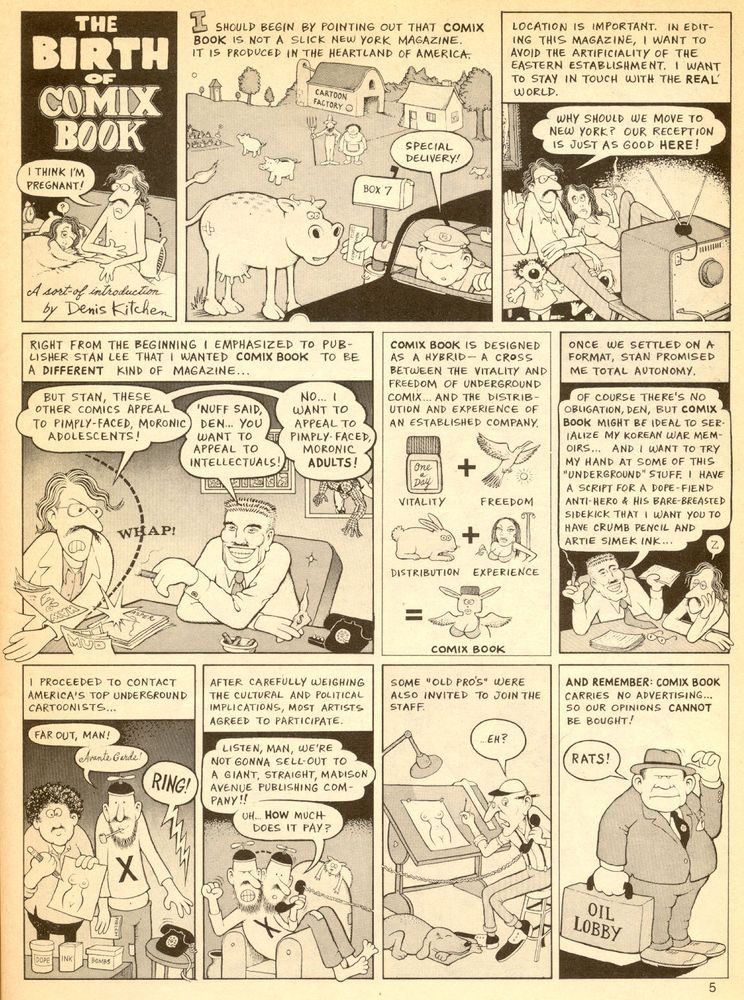 Denis Kitchen, "The Birth of Comix Book" in Comix Book #1 (1974)