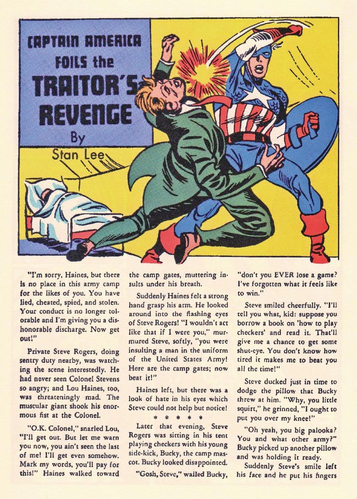 Captain America Comics #3 (1941), Stan Lee prose story, 