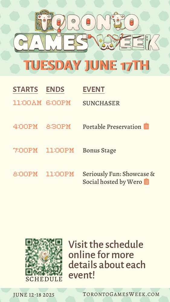 Find the full schedule for  Monday June 16th at TorontoGamesWeek.com/schedule