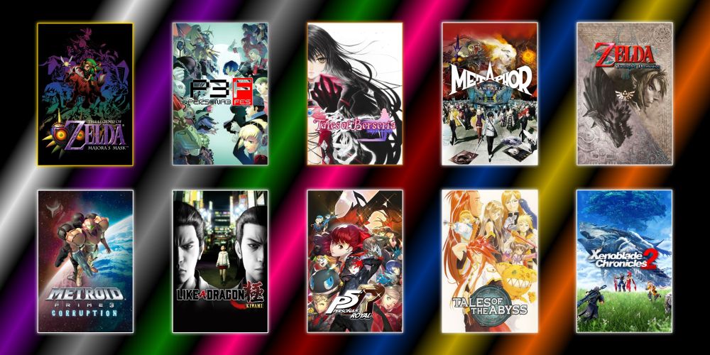 1. The Legend of Zelda: Majora's Mask
2. Persona 3 FES
3. Tales of Berseria
4. Metaphor Refantazio
5. The Legend of Zelda: Twilight Princess
6. Metroid Prime 3: Corruption
7. Yakuza Kiwami
8. Persona 5 Royal
9. Tales of the Abyss
10. Xenoblade Chronicles 2