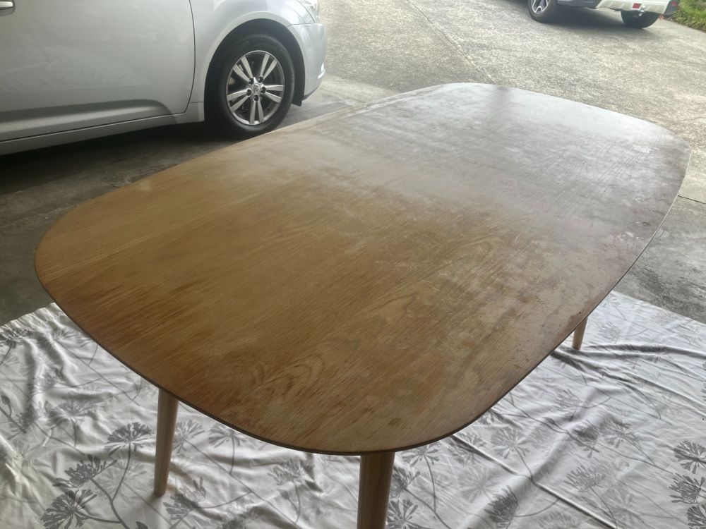 table with worn surface