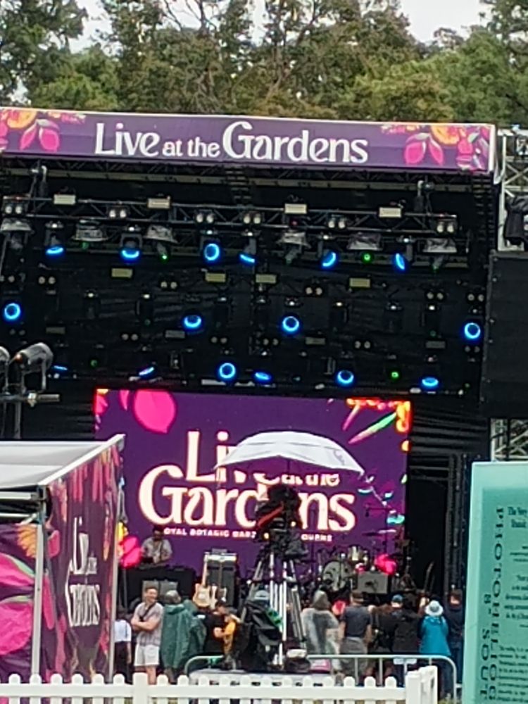 Live At The Gardens. Melbourne Royal Botanic Gardens. Franz Ferdinand is playing tonight. Photo of the stage.