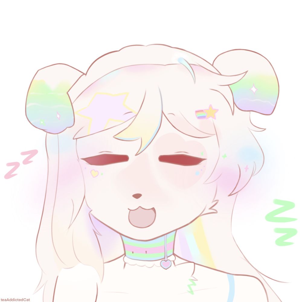 a very rainbow furry headshot 